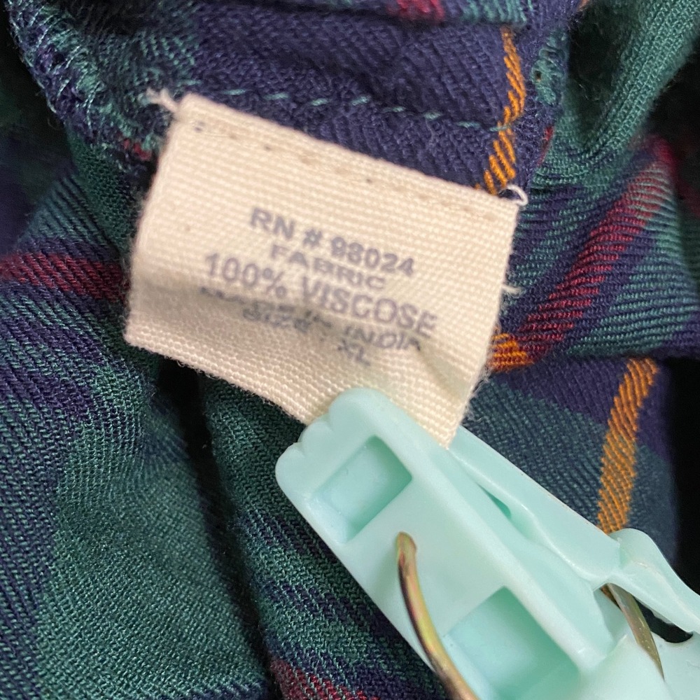Green Tartan Blouse XL Plaid Outlander Casual Cottagecore Cabincore Ruffle - Picture 4 of 8